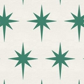Preppy emerald green stars on a cream background for Christmas