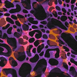 Wild Cat Bold Abstract Animal Print Large Jumbo Fuchsia, Purple, Pink,  Black