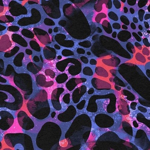 Wild Cat Bold Abstract Animal Print Large Jumbo Purple Pink Magenta  Black