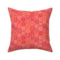 Round We Go Posies - Summer Orange and Hot Pink