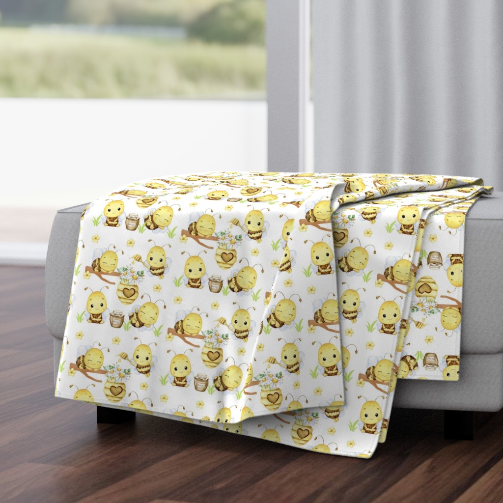 Honey Bumble Bee Floral Hive Baby Girl Nursery (Small Size)