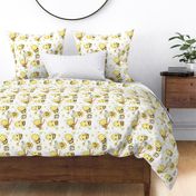 Honey Bumble Bee Floral Hive Baby Girl Nursery (Medium Size Rotated)