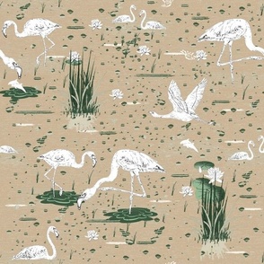 Heron Landscape on Regency Linen