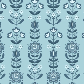 Blue Folk Floral