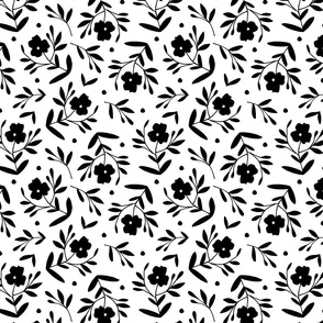 Black flowers on white background