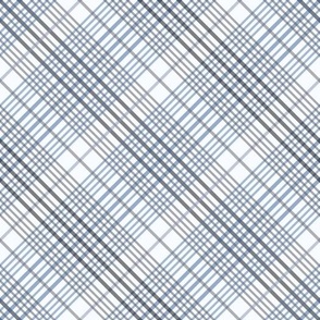 Blue and Gray Plaid Pattern Over Off-White