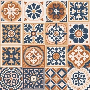 Mediterranean floor tiles, patchwork style