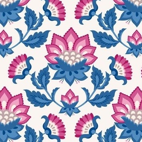 JACOBEAN FLORAL 01 pink and blue