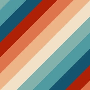 RAINBOW slanted stripes 03, retro 1970s colors