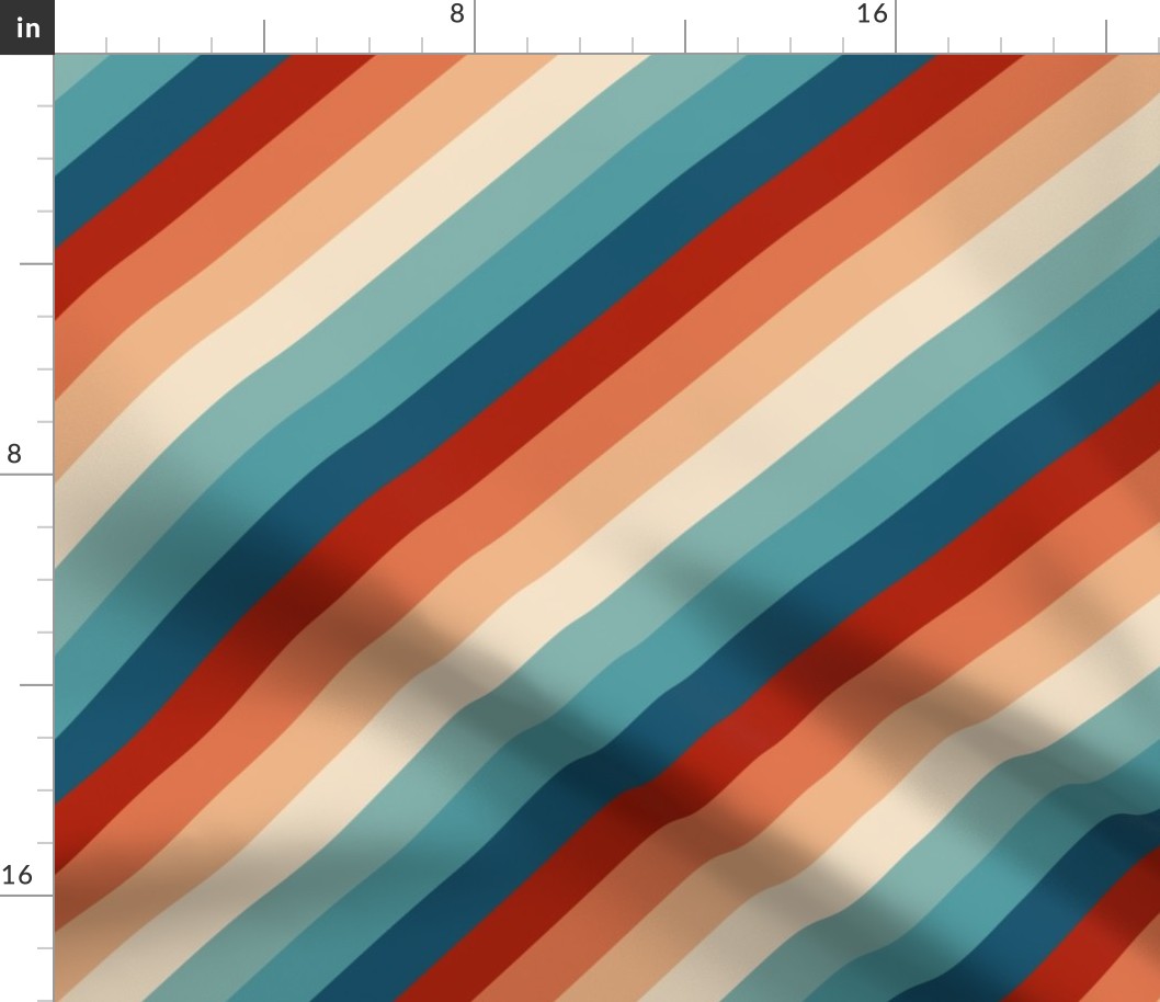RAINBOW slanted stripes 03, retro 1970s colors