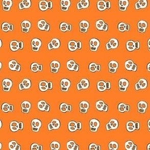 witch and kitty skulls on orange