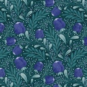 Blue Anemones | Dark Green Background