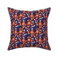 Fall Floral Autumn Crocus and Dahlia | Dark Blue