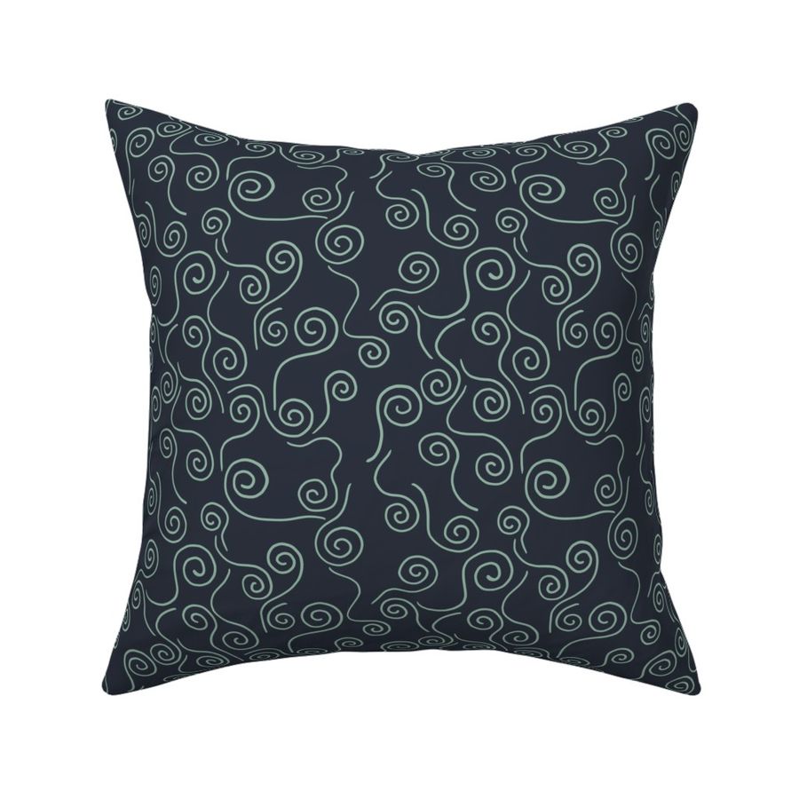 Minimalist spiral doodles -dark blue - small scale 7" repeat