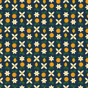 Mod Scandinavian Citrus Fruit - Navy Blue - SMALL