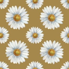 Watercolor Daisy Floral- brown