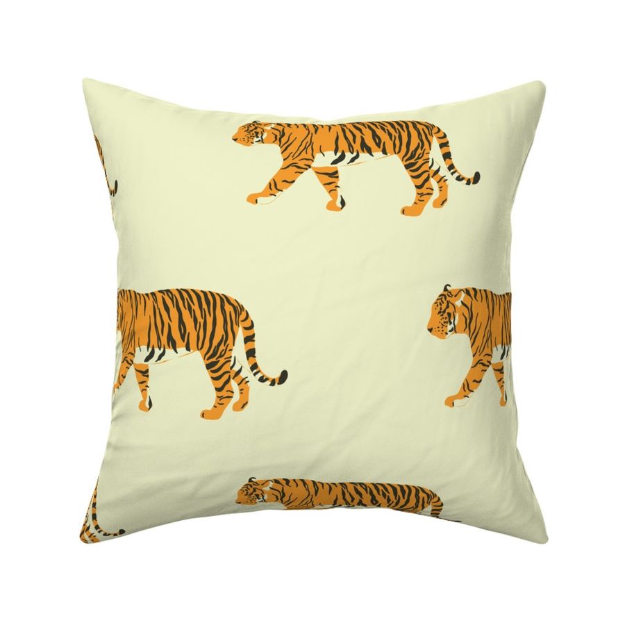 Tigers on Pale Yellow /  Large Scale 