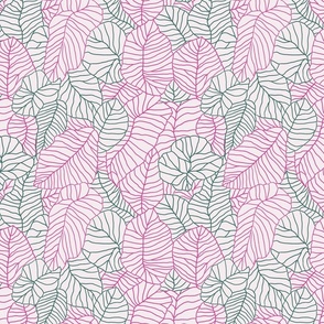 Big Leafy Jungle Pink and Green - Large Scale