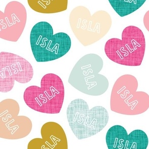Isla: Tropicana Font on Pink Peach Hearts