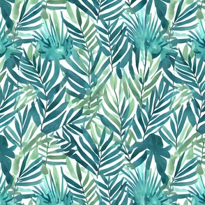 blue green botanical palm leaves
