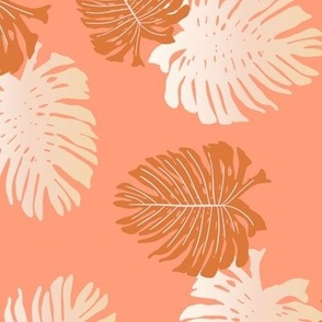 monstera-ombre-orange cream & Gold