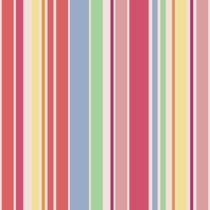 Basic Stripe-Multi-colored Varying Width Stripes-on Pussycat Pink Tint-Euphoria Palette