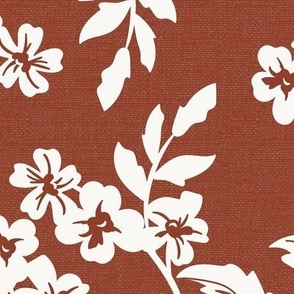 Elodie - Floral Silhouette Brick Red Large Scale