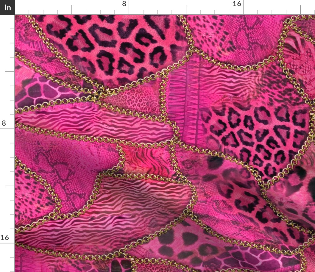 Fashionable Safari Wildlife Animal Print Pattern Pink With Gold DollInspiredDreamhouse