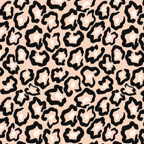 Cream and Black Abstract Floral Doodle / Modern Fashion Fabric Design