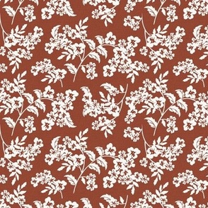 Elodie - Floral Silhouette Brick Red Small Scale