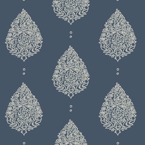 moroccan paisley in lake house blue and agreeable gray