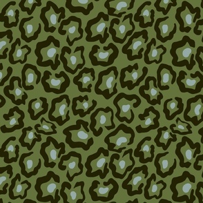 Large Green and Brown Abstract Floral Doodle / Modern Fashion Fabric Design 