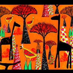 Chintz-Inspired African Giraffes and Trees