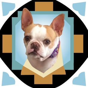 French bulldog photo and quilt design 18 inch panel