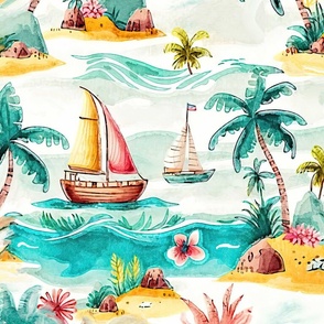 Hawaiian Islands Watercolor  by kedoki