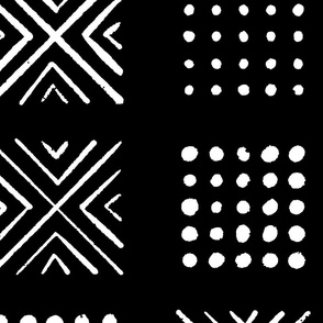mod block print | Large Scale | True black, bright white | multidirectional geometric