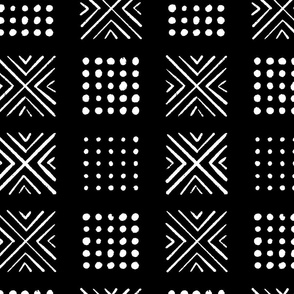 mod block print | Medium Scale | True black, bright white | multidirectional geometric