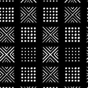 mod block print | Small Scale | True black, bright white | multidirectional geometric