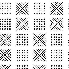 mod block print | Small Scale | Bright white, true black | multidirectional geometric