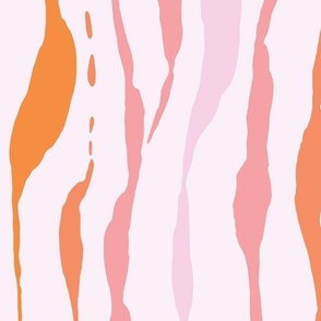 (L) animal print - peach orange and pink striped tiger-zebra on light pink background