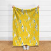 Peacock Abstract Curtain in Yellow Blue Green Cream Pop - JUMBO