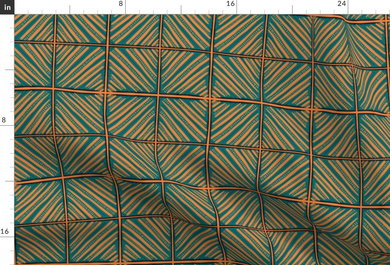 Diamond Tribal Tiles in Teal and Orange