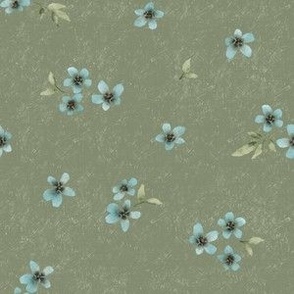 Dainty Floral on Green - 6" repeat