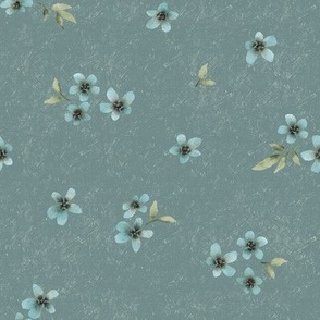 Dainty Floral on Blue - 8" repeat