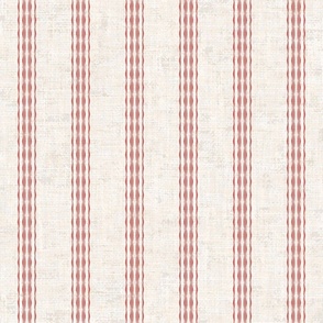 Ticking Stripes French Linen Texture Canvas Red