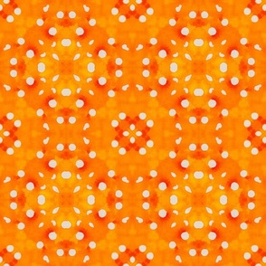 Bold Batik Style Bright Tangerine Orange and White Dot 