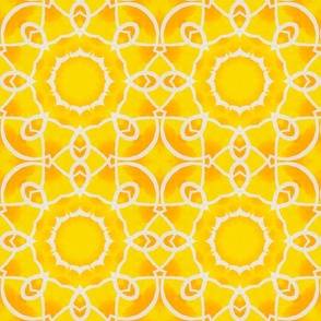 Saffron and Jonquil Yellow Large Scale Tropical Abstract Sun