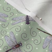 Dragonfly Dance, Magical Meadow, Pastel Green