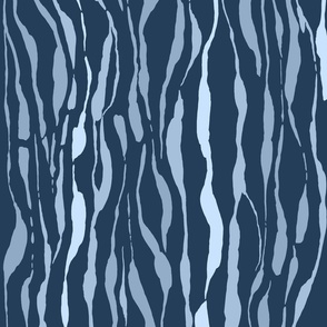 (M) animal print - light blue striped tiger-zebra over navy blue background