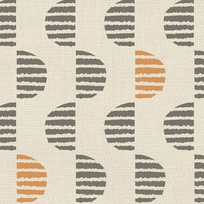 Half Moon Stripe Geo - Orange on Cream - 